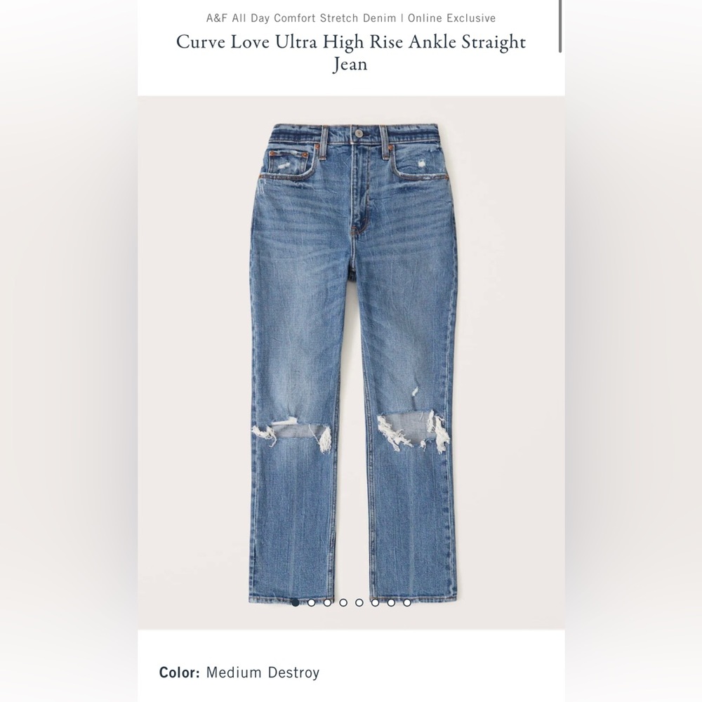 SOLD❗️Abercrombie
Curve Love Ultra High Rise Ankle Straight Jean